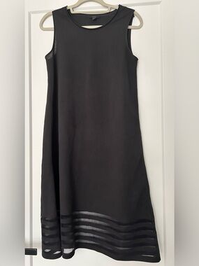 COS Black Sleeveless A-Line Dress with Sheer Hem Stripes